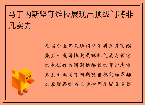 马丁内斯坚守维拉展现出顶级门将非凡实力